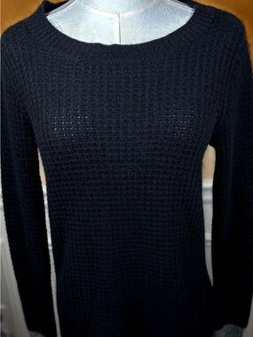 Club Monaco Navy Waffle Knit Scoop Neck Sweater